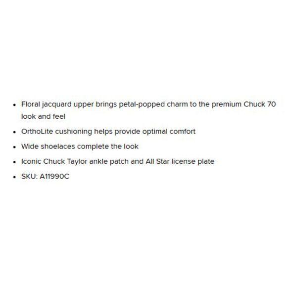 Converse Chuck 70 Black Floral Tapestry High Top Sneakers Women's 10 NIB - Picture 14 of 14